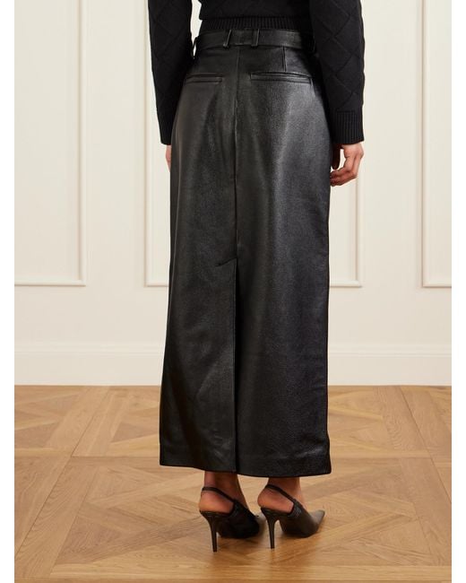 Totême Black Textured-Leather Maxi Skirt