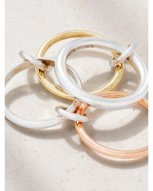 Spinelli Kilcollin Natural Hyacinth Set Of Four 18-Karat And Rose And Sterling Rings