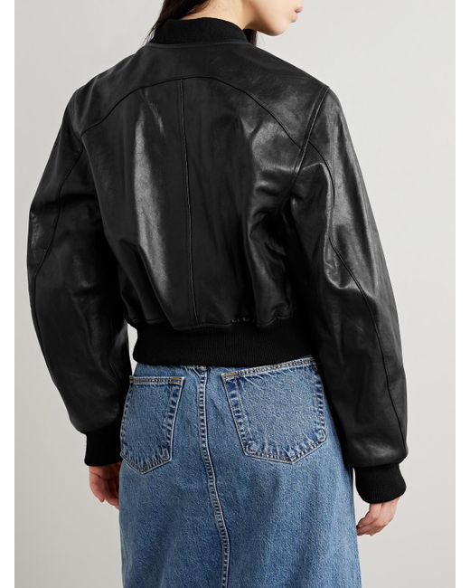 Isabel Marant Black Adriel Leather Bomber Jacket