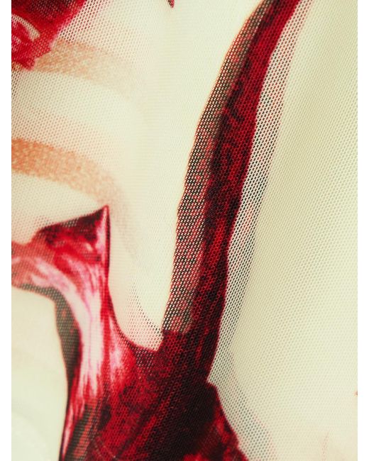 Jean Paul Gaultier Red Oberteil Aus Bedrucktem Stretch-Jersey