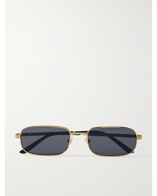 Gucci Metallic Goldfarbene Sonnenbrille Mit Eckigem Rahmen