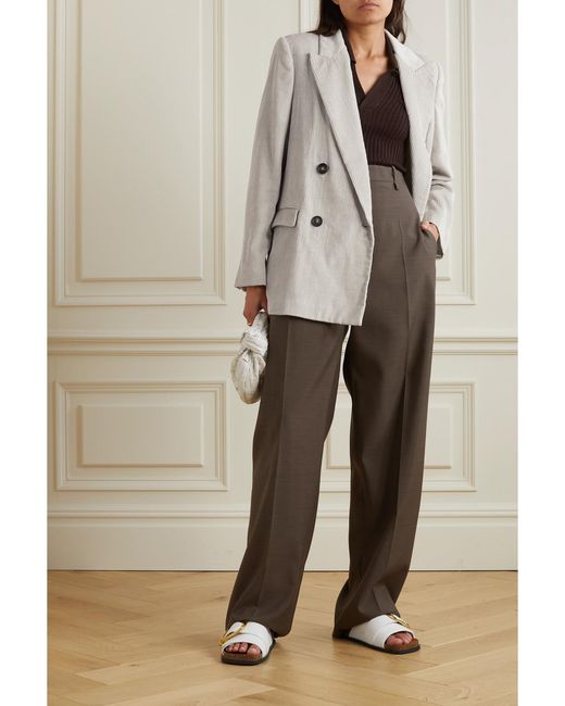 Brunello Cucinelli Natural Double-Breasted Linen, Cotton And Lyocell-Blend Corduroy Blazer