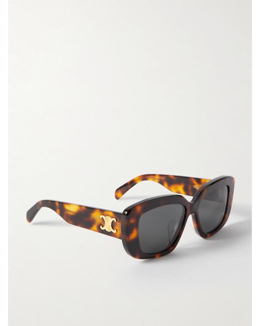 Céline Multicolor Triomphe Rectangular-Frame Acetate Sunglasses