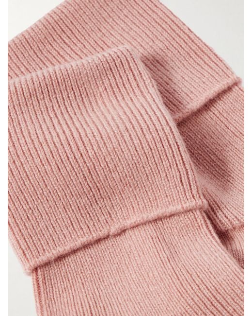 Johnstons Pink Ribbed Cashmere-Blend Socks