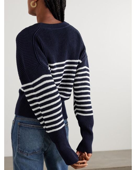 Altuzarra Blue Tanessa Striped Ribbed Cotton Sweater