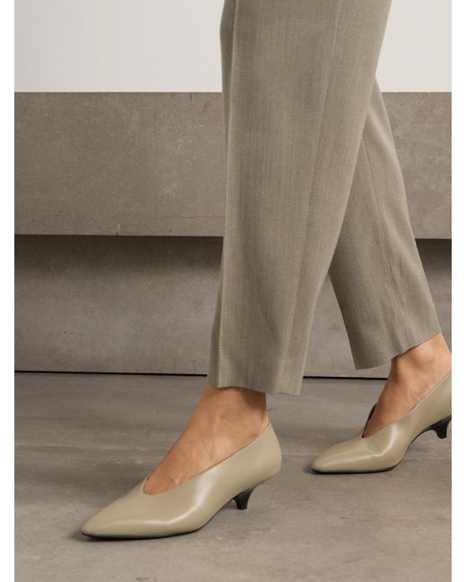 Loro Piana Green Rebecca Leather Pumps