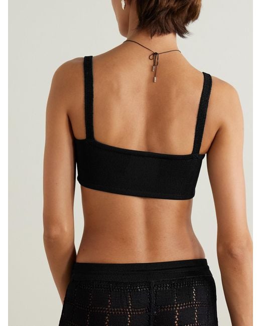 Calle Del Mar Black Ribbed-Knit Bandeau Top