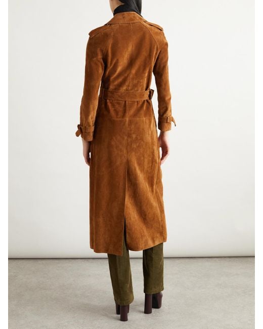 Saint Laurent Brown Trenchcoat Aus Veloursleder