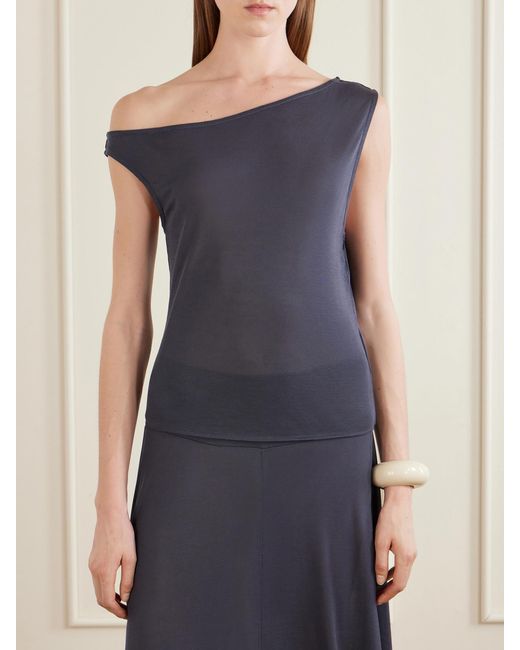 St. Agni Blue Off-The-Shoulder Tencel Lyocell Top
