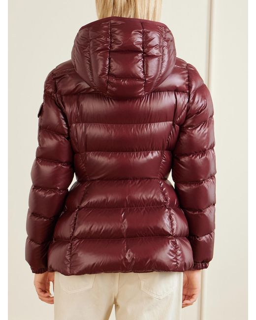 Moncler Red Barante Hooded Quilted Shell Down Jacket