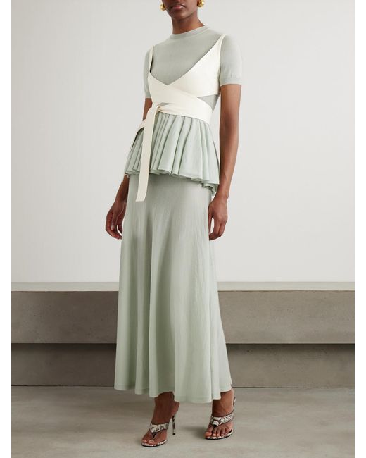 Alaïa Green Fine-Knit Wool Maxi Skirt