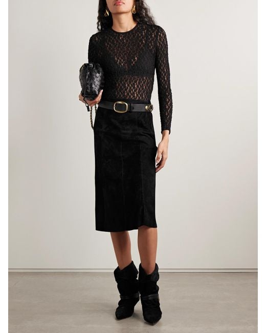 Jupe Midi En Daim Devy Isabel Marant en coloris Black