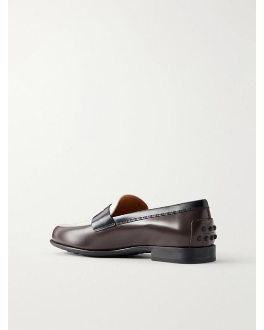 Tod's Black Logo-Embossed Leather Loafers
