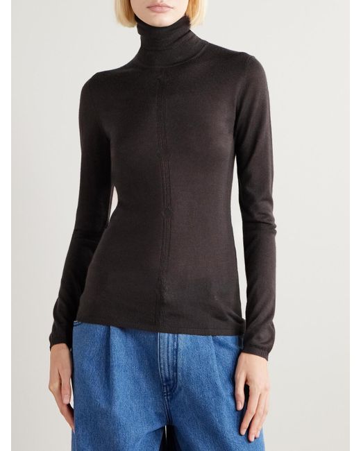 Gabriela Hearst Black Steinem Cashmere And Silk-Blend Turtleneck Sweater