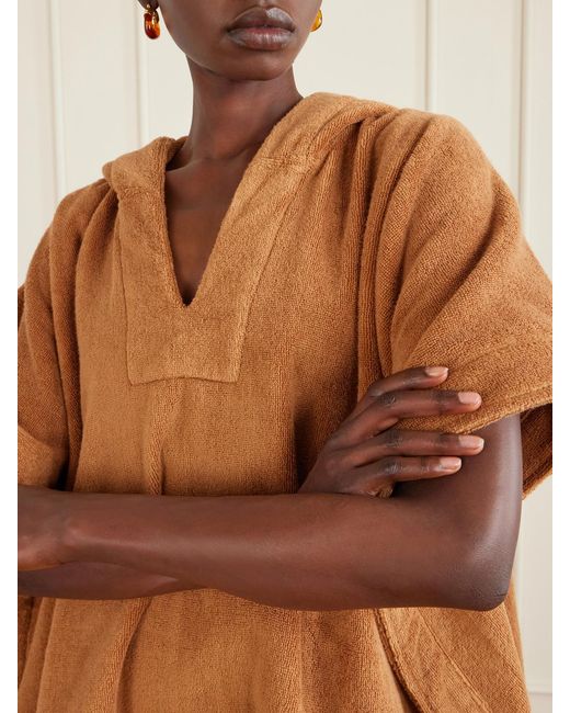 Lisa Marie Fernandez Brown Hooded Cotton-Terry Poncho
