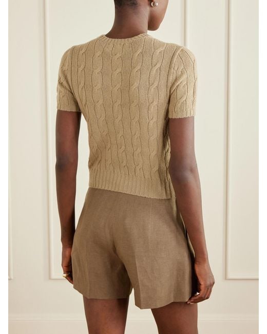 Ralph Lauren Natural Cable-Knit Cashmere Sweater