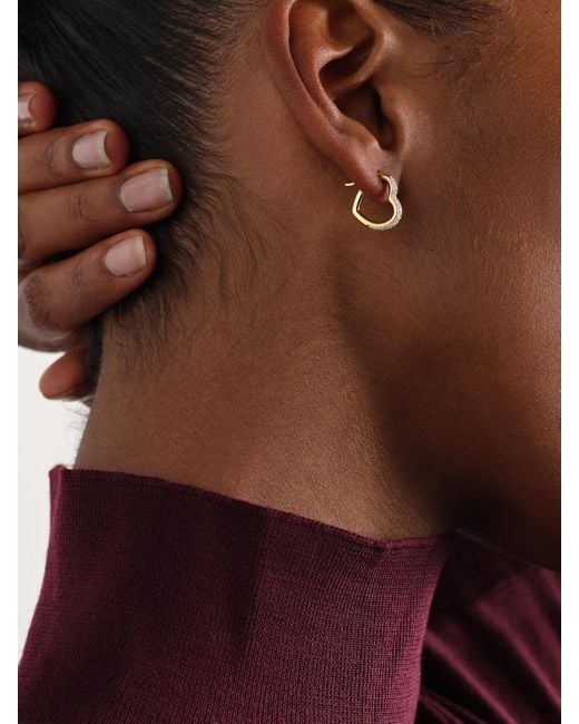 Yvonne Léon Natural Mini Créole Coeur 9-Karat Diamond Single Hoop Earring