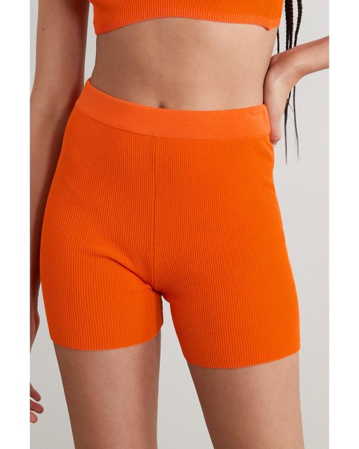 Jacquemus Orange Arancia Ribbed-Knit Shorts