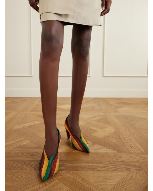 Loewe Multicolor Origami 85 Striped Suede Pumps
