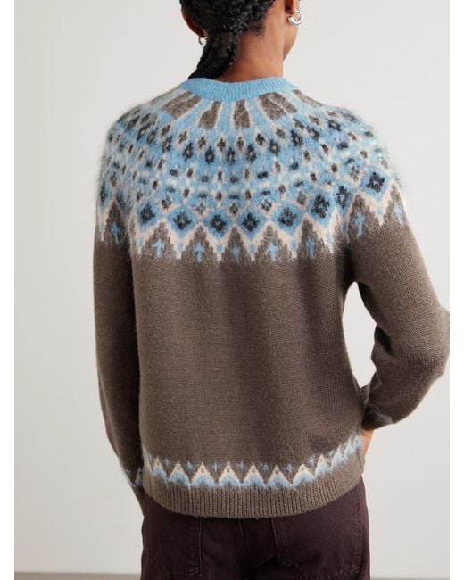 Staud Gray Zane Fair Isle Wool-Blend Sweater