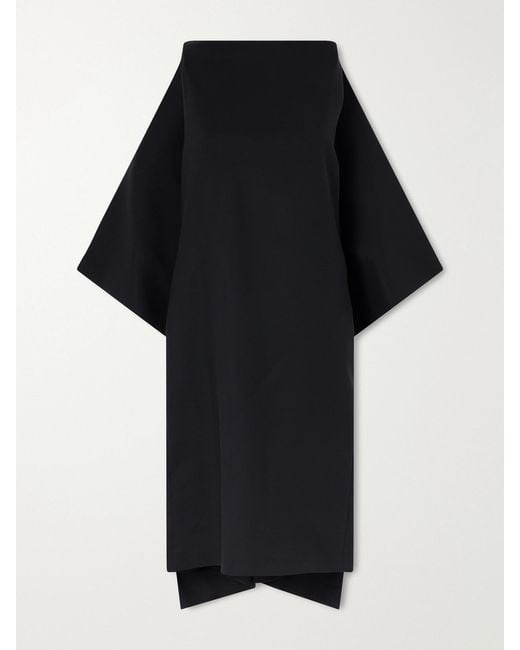 Jil Sander Black Open-Back Silk And Wool-Blend Midi Dress