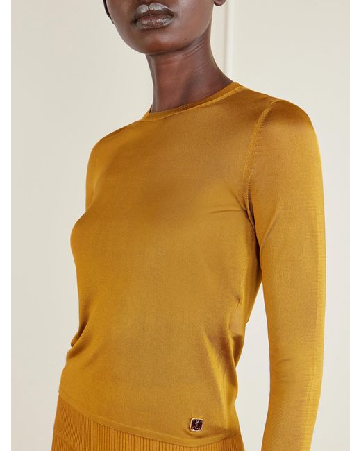 Saint Laurent Yellow Cassandre-Embellished Knit T-Shirt