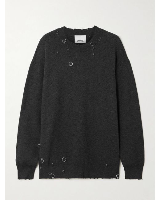 Isabel Marant Black Cassandre Strickpullover Mit Distressed-Details Und Verzierungen