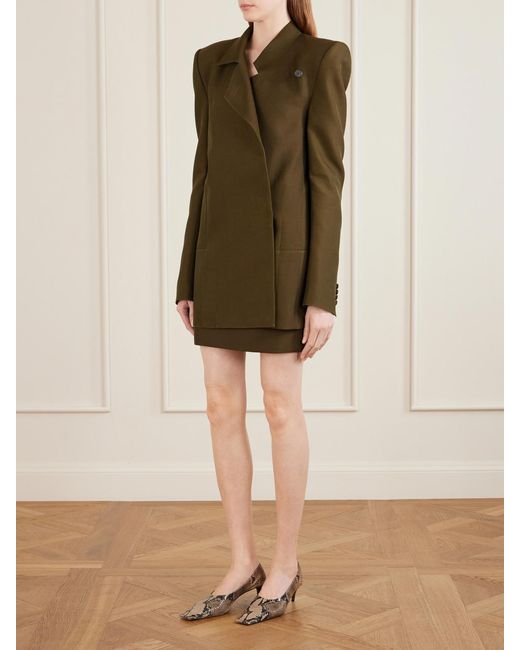 Khaite Green Jett Wool And Silk-Blend Cady Mini Skirt