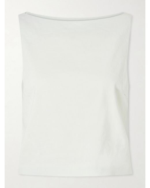Theory White Linen-Blend Top