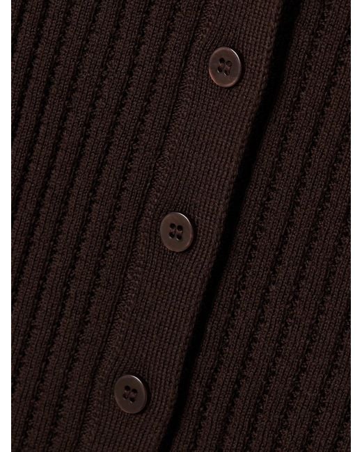 CORDOVA Black Savoie Ribbed Pointelle-Knit Merino Wool Cardigan