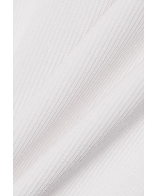 Leset White Kelly Ribbed Stretch-Cotton Jersey T-Shirt