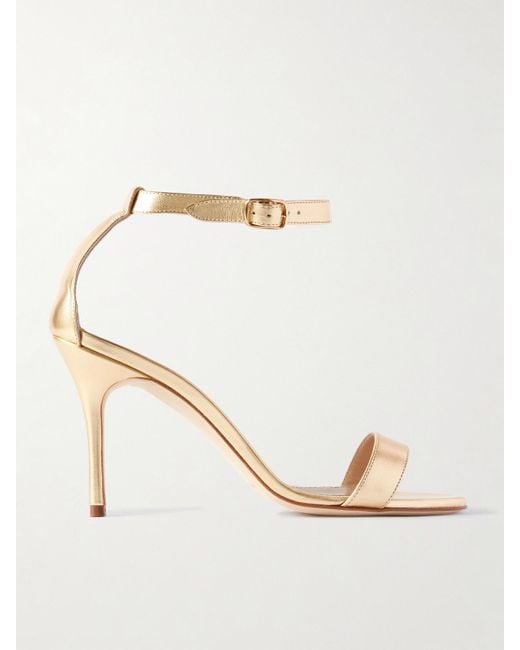 Manolo Blahnik Natural Chaos 90 Metallic Leather Sandals