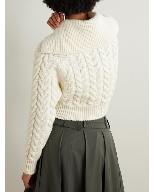Patou White Sailor Verkürzter Zopfstrickpullover Aus Merinowolle