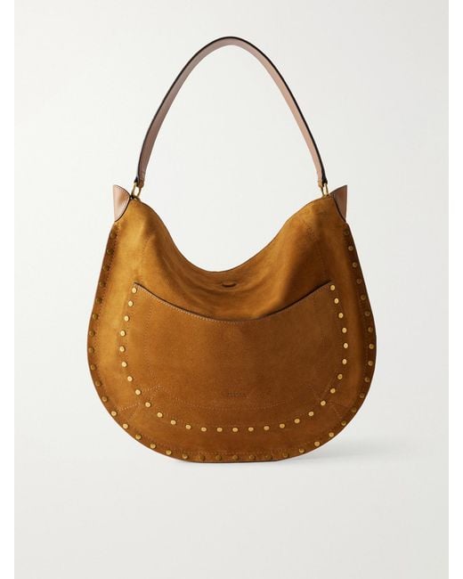 Isabel Marant Brown Oskan Embellished Suede Shoulder Bag