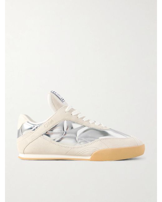 Chloé Natural Kick Suede And Metallic Leather Sneakers