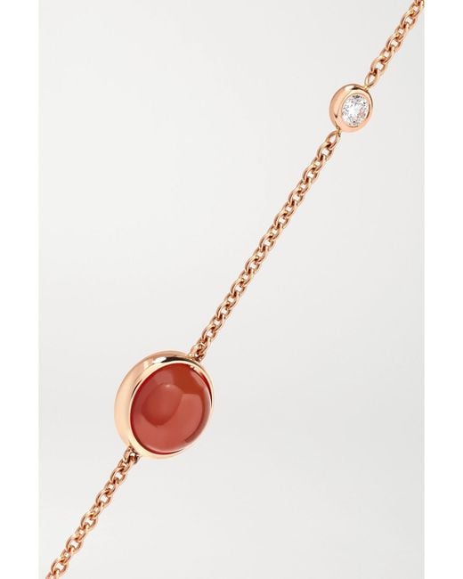 Piaget Natural Possession 18-Karat Rose, Carnelian And Diamond Necklace
