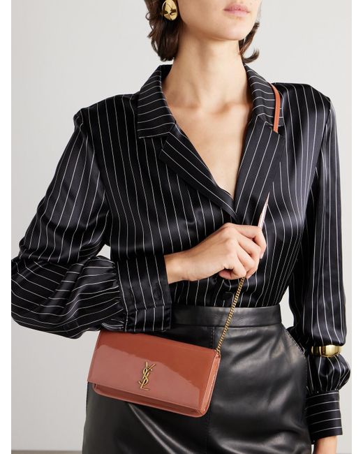 Saint Laurent White Cassandre Strap Smartphone-Hülle Aus Leder