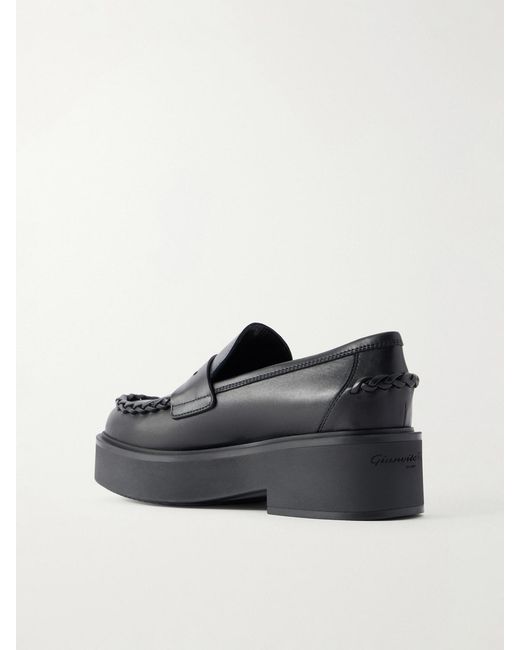 Gianvito Rossi Black Yuna Braided Leather Loafers