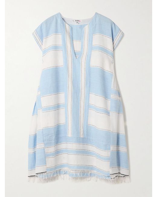 Robe De Plage En Coton Mélangé À Rayures Et À Franges Elina Lemlem en coloris Blue