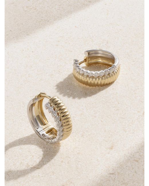 Yvonne Léon Natural Paire De Créoles Bouées 9-Karat And Diamond Earrings