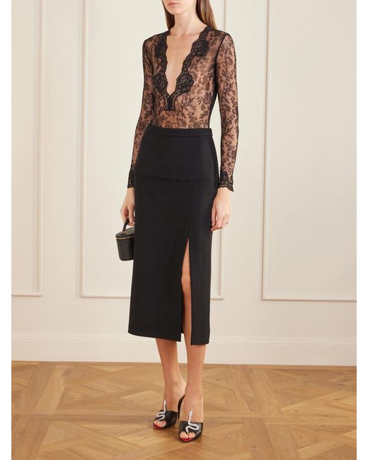 Valentino Garavani Black Stretch-Lace Bodysuit