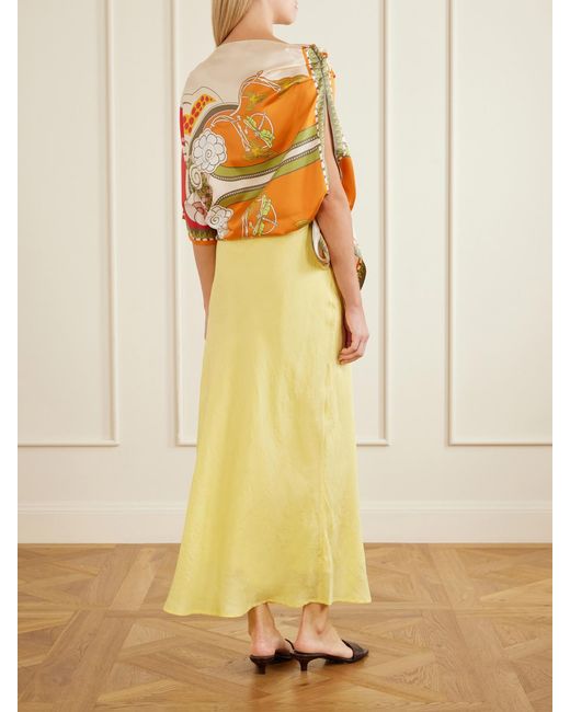 LaDoubleJ Red 'Full On Foulard Printed Silk Top