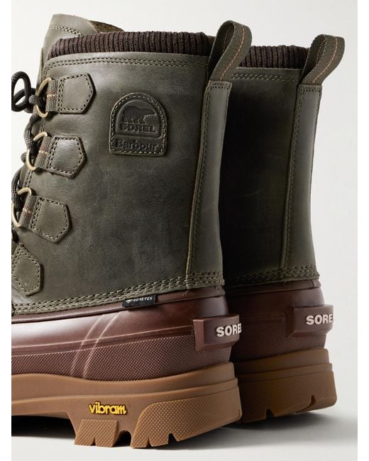 Sorel Brown Barbour Caribou Horizon Rubber-Trimmed Leather And Gore-Tex Boots