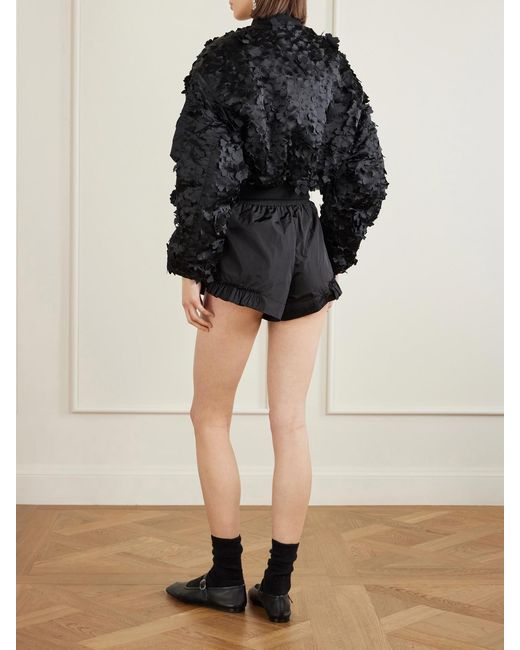 CECILIE BAHNSEN Black Alpha Industries Ma-1 Cropped Laser-Cut Padded Shell Bomber Jacket