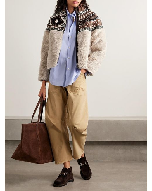 Sea Natural Linea Fair Isle Merino Wool And Fleece Jacket