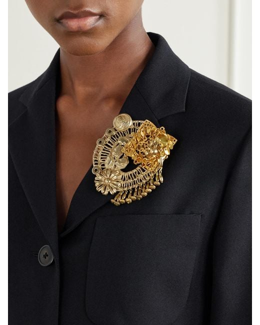 Dries Van Noten Metallic Embellished-Tone Brooch