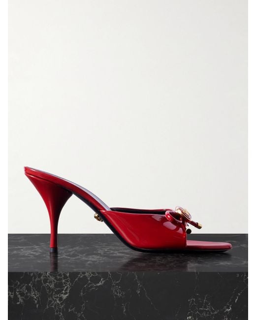 Versace Red Opera Mules Aus Lackleder Mit Verzierungen