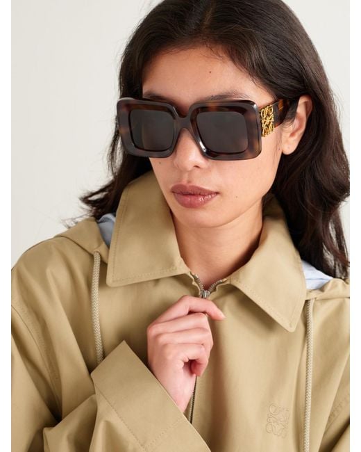 Loewe Black Anagram Oversized Square-Frame Tortoiseshell Acetate Sunglasses