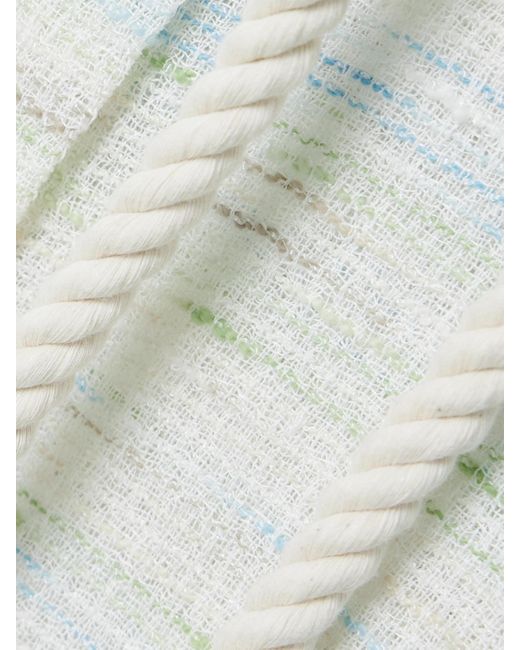 Lisa Marie Fernandez White Belted Linen-Blend Tweed Midi Shirt Dress