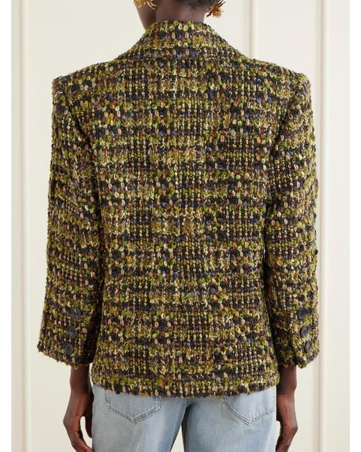 Saint Laurent Green Wool-Blend Bouclé Blazer